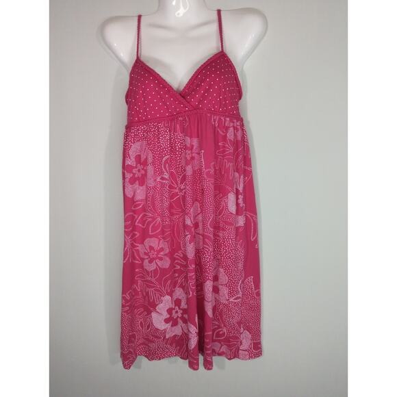 Aeropostale Pink & White Floral Empire Waist  Mini Dress SMALL NWT Hawaiian Boho - Picture 1 of 12